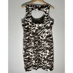 Michael Kors Brown & Cream Abstract Print Bodycon Dress SZ 12 Old Money Chic Photo 1