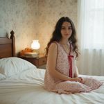 Vintage 1960s Barbizon Seraphim Batiste Red & White Floral Long Nightgown Medium Photo 1