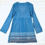 Athleta Blue Print Tunic Top Long Sleeve V Neck Swim Cover Up Womens Medium Photo 11