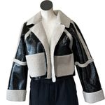 Steve Madden NWT Faux Shearling Trim Faux Leather Jacket Oversized Photo 10