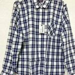 NWT Untuckit Sorbo Shirt women’s Windowpane Plaid Long Sleeve Button Up Blue Size 2 Photo 0