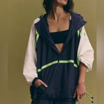 Free People #16 NWT  Care FP Like The Wind Logo Jacket in Midnight Navy Combo Photo 2