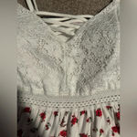 No Boundaries  juniors lace bra cup tank white red roses size Xxl‎ 19 Photo 2