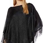 Steve Madden Black Lurex Fringe Poncho Shawl Cover Photo 6