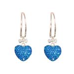 Women's Blue Diamond Love Heart Dangle Drop Earrings Photo 5