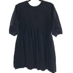 Everlane The Tiered Corduroy Dress Cotton Stretch Puff Sleeve Black Size M Photo 0