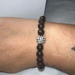 Chocolate Glass Faceted Bead with Crystal Stretch Bracelet Brown Photo 1
