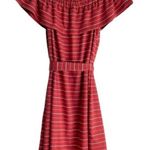 Loft Beach Ruffled Off Shoulder Dress Cover Up Mini Striped Tie Waist Small NWT Photo 5