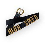 Vintage 90’s: High Speed ☻ Gold Letter Belt ☻ Bal Harbour Shops ☻ Black Leather Photo 2
