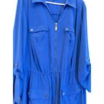Alfani  Woman‎ Plus Size 20W Blue Roll Tab Sleeve Zip Up Utility Dress Photo 1