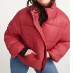 Old Navy Womens XXL Water-Resistant Puffer Jacket Cropped Red Zip Pockets Fall Photo 0