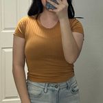 Wild Fable Mustard Short Sleeve Open Back Twist Crop Top Size Small Photo 0