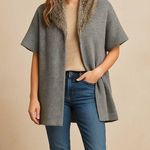 Chico's Chico’s Lillian Gray Wool Blend Faux Fur Collar Cardigan Sweater Photo 0
