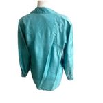 Partners Women’s Vintage 100% Silk Shirt Teal Long Sleeve Shoulder Pads Small Blue Photo 1
