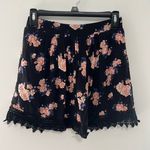 LA Hearts  Black Floral Mini Skirt With Lace Trim Size XS EUC Photo 0