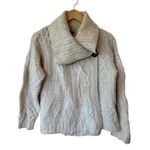 Carraig Donn Patchwork Merino Wool Wide Collar Irish Cardigan Cream Women's Size XL Photo 1