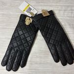 Michael Kors 🆕  MEDIUM ✨ Quilted Black Leather Gloves with Gold Accents NWT Photo 0