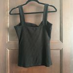 Reformation  | Black Ribbed Cotton Square Neck Wide Strap Tank | Size Extra Large Photo 1