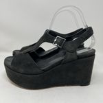 Naked Feet Bardii Platform Sandals Women's Size 8.5M Black Suede Leather Shoes Photo 2