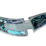 Alpaca Nickel Silver Abalone Shell Abstract Brooch, Vintage 1970s Mexican Pin Photo 0