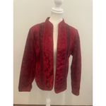 Chico's  Red Velvet Burnout‎ Dressy Blazer Open Front Size Large Valentines Photo 1
