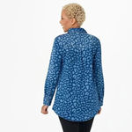 NEW G.I.L.I. Printed Denim Button Front Top Animal Print Spots Sz S Blue Photo 1