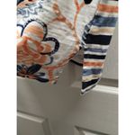 Chico's Size XL (3) Peach Blue Floral Striped Bateau Boat Neck Slub Cotton Tee Photo 3