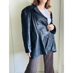Women's Lambskin Leather Coat Size Mens Large Peacoat Oversized Classic Unisex Black Photo 11