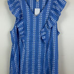 Croft & Barrow  Top Women's 2XL Blue White Floral Embroidered Flutter Sleeve NWT Photo 0