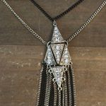 BCBGeneration two tone rhinestone geometric tassel necklace Photo 3