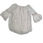 Elena Baldi Italy‎ 100% Silk Peasant Top Crochet Trim Bell Sleeve Blouse Size Lg Tan Photo 8