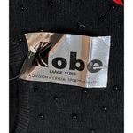 NEW Vtg Womens Crystal Kobe Black Red Roses Silk Angora Batwing Sweater 80s 90s Size L Photo 4