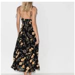 Reformation  Jaden Black Floral Tie Strap Midi Dress - Size 2 Photo 2