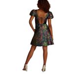 David's Bridal DB STUDIO Puff Sleeve Open Back Brocade A-Line Metallic Mini Dress Size 10 Photo 3