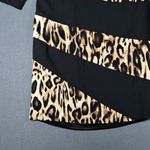 Chico's Womens 1 (8/10) Black Leopard Sheath Dress 3/4 Sleeves Exposed Zipper Photo 5