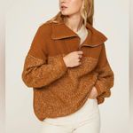 Varley Willard Half-Zip Knit Pullover Sweater in Caramel Café Brown Burnt Sienna Photo 1