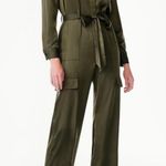 Wide Leg Satin Jumpsuit Green Size L Photo 0