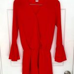 Amanda Uprichard Red V NECK Bell Sleeve Romper XS $158 Photo 1