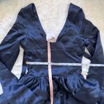 House Of CB Plunge Longsleeve Satin Tie Mini Dress XS - Navy Blue Photo 4