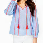 Lilly Pulitzer Mardi Long Sleeve Tunic Top Blue Periwinkle Chambray Size XS NWT Photo 0