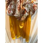 Floral Print Dress Yellow‎ Orange Smocked Waist Square Neck Boho Mini Short Yellow Size L Photo 7