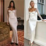 House Of CB House‎ of CB 'Perdi' Vintage Ivory Satin Maxi Dress NWOT Size M A-C Photo 1