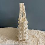 Beaded Woven Faux Ivory Pearl Tote Bag White Photo 1