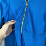 Anthropologie Anthro ShuShu | Bright Blue Ruched 1/2 Zip Pullover Sweater 100% Cotton Womens M Photo 2