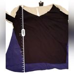 Aryn K  100% Silk Contrast Black, Navy & Cream 3/4‎ Sleeve V Neck Top Sz S Photo 8