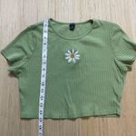 SheIn EZwear Ribbed Knit Crop Top Mint Green Daisy Large Photo 3