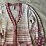 Nine West Preppy Striped Sweater Cardigan Classic VNeck Size M Button Front  Fall Photo 1