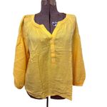 Talbots  Daffodil Yellow Lantern Sleeve Linen Top Size 2X NWT Peasant Boho Photo 1