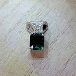VTG Roman Rhinestone Heart Pendant Emerald Green Cut Stone Silver Tone Jewelry Photo 7