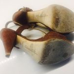 Oscar de la Renta  Brown Leather Slingback Heels Size 6.5 (EU 37) Photo 3